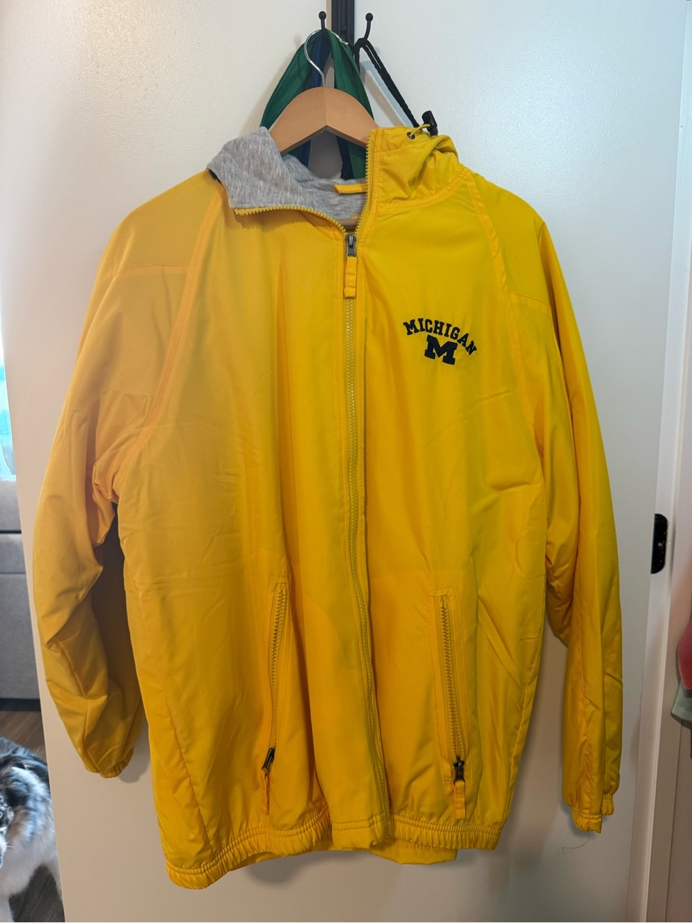 MICHIGAN Bright Yellow Hooded Windbreaker Jacket